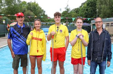 Paddy Collins and Lorenzo Chambo with lifeguards